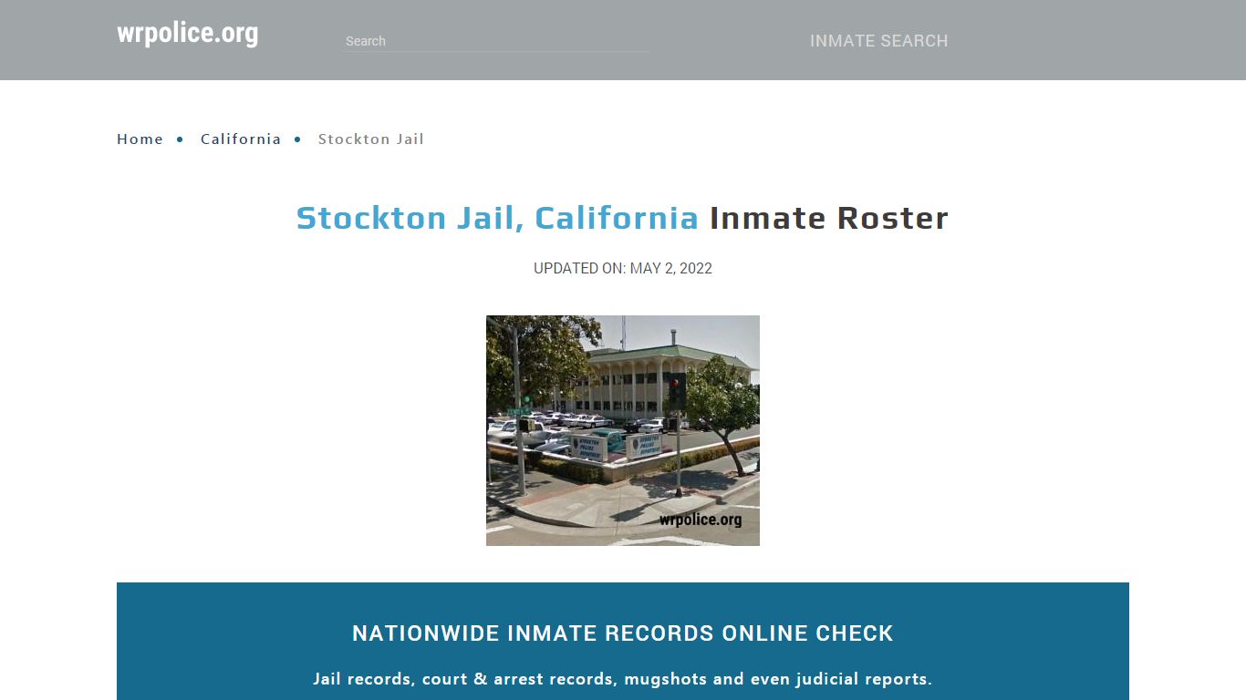 Stockton Jail, California - Inmate Locator - wrpolice.org